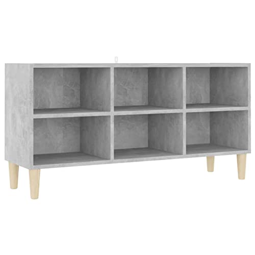 vidaXL Meuble TV avec Pieds en Bois Armoire Basse Centre de Divertissement Meuble Stéréo Salon Salle de Séjour Intérieur Gris Béton 103,5x30x50 cm