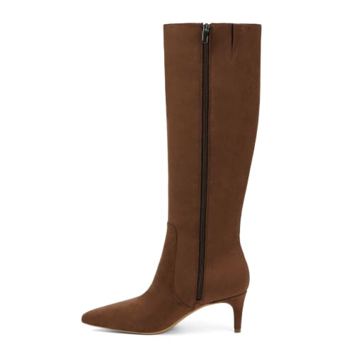 Image of QIY Kitten Heel Knee High Boots for Women Fall Tall Boots