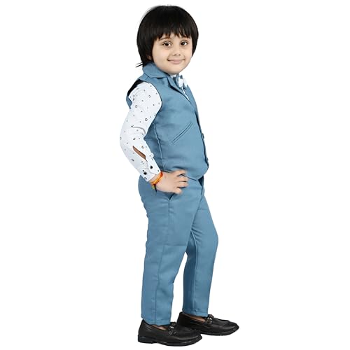 Image of Kids Ethnic Suit Set I 3 Piece Party Suit for Boys | Kids Suit Set Shirt, Pant & Waistcoat I Birthday Boys Party Dress