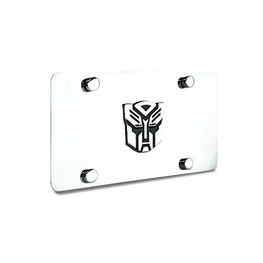 JR2 3D Transformers Metal Badge Stainless Steel Mirror Chrome License Plate+Free Caps