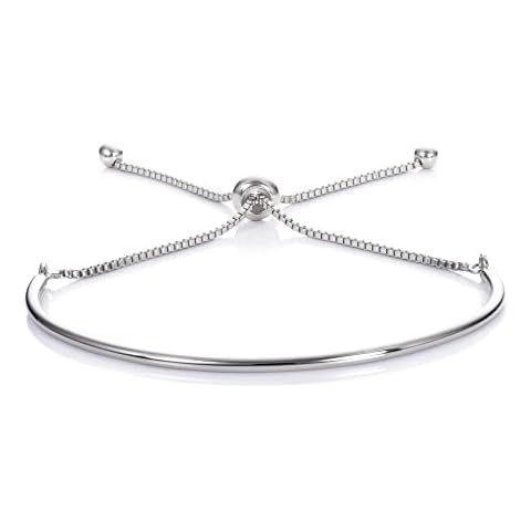 Zavana Silver Bangle Bracelet for Women and Teenage Girls, Cute Bangle Bracelet with adjustable Sliding Bead fastener, Cute Bangle Bracelet, Adjustable Bracelets for Women, Dainty Jewellery for Women Cover