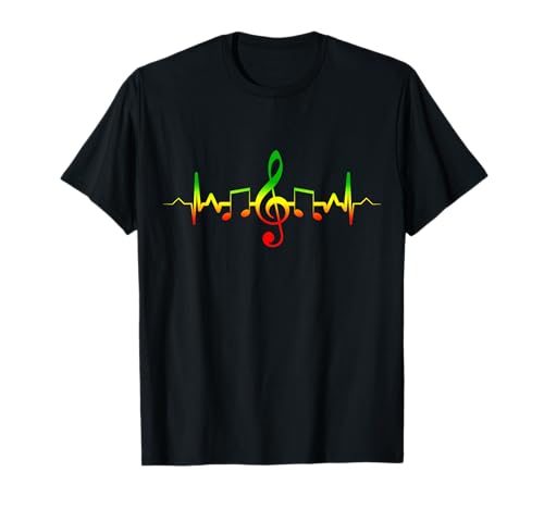Reggae Music Heartbeat - Camiseta de Jamaica Rasta Camiseta