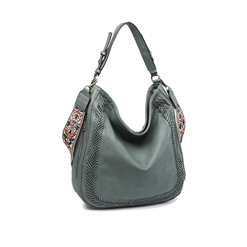 Image of JEN & CO. Guitar Strap Purse Small Crossbody Bag - Shoulder Bag Aris Whipstitch Crossbody with Guitar Strap, Dark Teal (M2049-DTL)