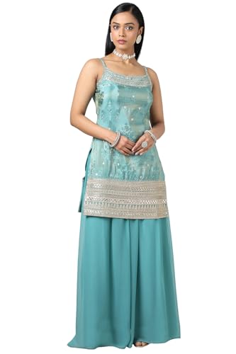 Image of Soch Womens Tissue Embroidered Suit Set With Sequins