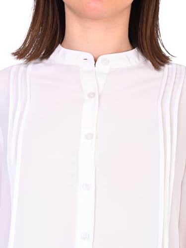 Image of Women's Regular Fit Solid Pleated Cotton Blend Shirts