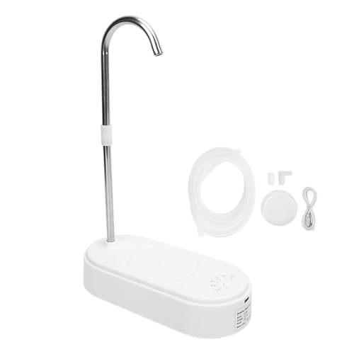 SIXRUN Desktop Water Dispenser with ABS Stainless Steel Material, Electric Bottle Drinking with Expandable Outlet, for Living Room Kitchen Bedside Office (White)