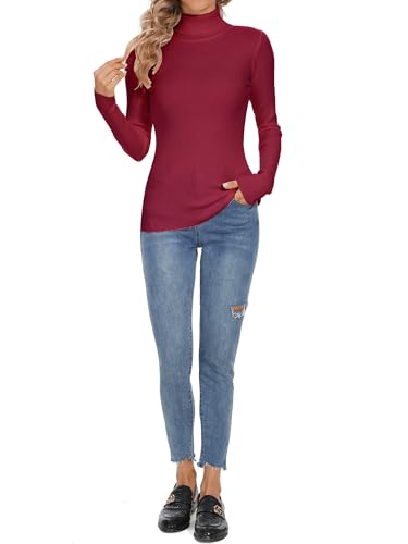Image of Turtleneck Sweaters for Women Ribbed Long Sleeve Pullover Sweater