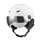 Amagogo Skihelm mit Visier und Skibrille, stoßfest, komfortabel, Snowboardzubehör, Schneehelm für und Jugendliche, White L