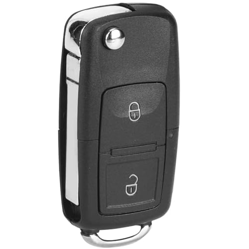Carcasa Mando Llave Coche 2 Botones,Carcasa Llave Mando Coche,Compatible con Volkswagen Bora,Beetle,Golf,Polo,Touareg,Skoda,Botones de Abrir,Cerrar y Maletero,con zócalo de Pila