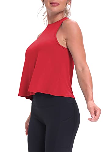 Image of Mippo Crop Tops for Women Womens Workout Tops Flowy Cropped Tank Tops Athletic Shirts