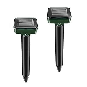 Kcpolre Mole Repellent Stakes 2 Pack, Solar Mole Repellent Sonic Device, Sonic Mole Repeller, Solar Powered Mole Remover…