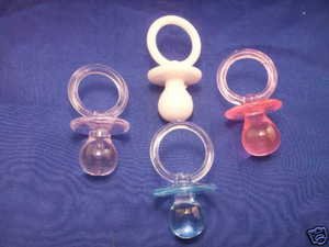 12 Extra Large Plastic Baby Shower Pacifiers 2.5