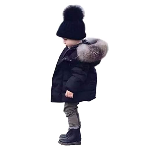 Odziezet barndunjacka, pojkar, vinterjacka med pälskrage, varm, flickor, dunkappa, tjock trenchcoat, 1–6 år gammal