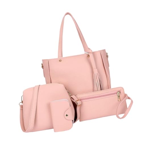 Elegant 4Pcs Women's PU Leather Shoulder Bag Set Crossbody Purse Shoulder Bag Card Holder Casual Handbag2