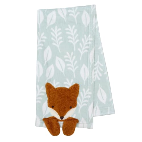 Image of Lambs & Ivy Little Whispering Woods Fox Soft Green Fleece Baby Blanket