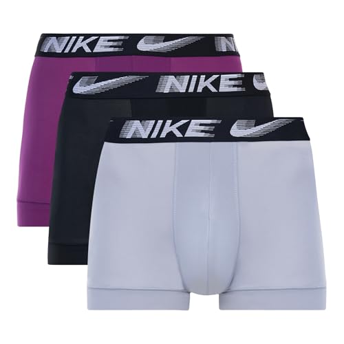 Nike Men's Dri-FIT Essential 3-pack Microfiber 4-Inch Boxer Trunks - Viotech/Wolf Grey/Black, X-Large