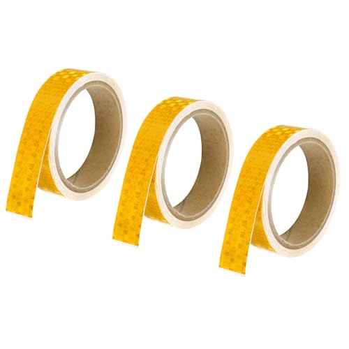 YOKIVE Cinta Reflectante De 3 Rollos, Cintas Reflectantes Autoadhesivas, Ideal Para Exteriores, Tráfico Y Uso Diario (Amarillo, 15 Pies X 1 Pulgada)
