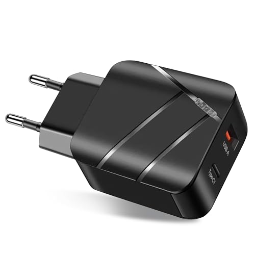 Leyf Caricatore USB A tipo C 2 in 1 da 28 W, alimentatore a 2 porte, compatibile con tutti i modelli di cellulari e tablet, QC 3.0, caricatore rapido per iPhone, iPad, Samsung Galaxy Xiaomi Huawei,