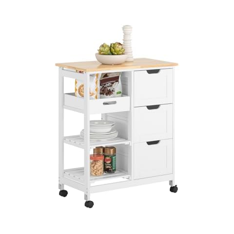 SoBuy FKW79-W Kitchen Trolley with Drawers Cover
