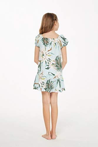 Girl Hawaiian Short Sleeve Simple Muumuu Ruffle Dress in Wispy Cereus2