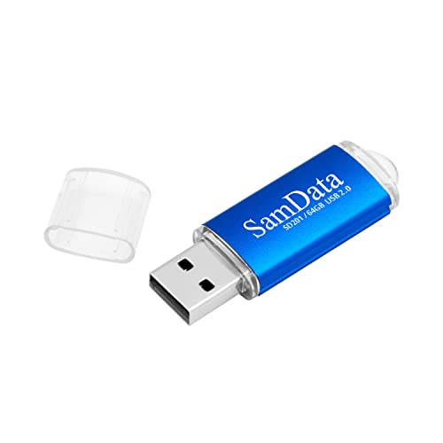 Samdata SAMD201-64GB-BLUE 1 Pack 64Gb Usb Flash Drives Usb 2.0 Thumb Drives Memory Stick Jump Drive Zip Drive thumb #1