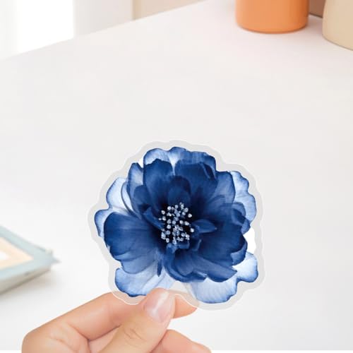 Image of 50PCS Transparent Flora Scrapbook Stickers, Flower-E | Vintage Aesthetic Flowers, Vinyl Waterproof, For Scrapbooks Travel Journal, For Water Bottles Laptop Phone