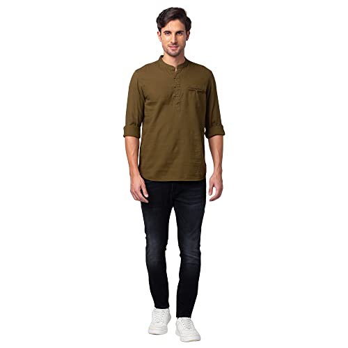 Image of Spykar Men's Slim Fit N /A Full Sleeve Solid Casual Shirts