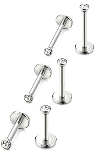 Orazio 18G Stainless Steel Lip Rings Labret Nose Studs Piercing Internally Threaded,6Mm 8Mm 10Mm 3 Pairs #TOP4