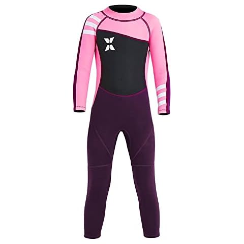 Yikayin Kids length Wetsuit, 2.5 mm Neoprene Full Length One-Pieces Swimsuits UV Protection Bathing Suits for Girls Boys Swimming Diving Snorkeling Surfing,Purple Cover