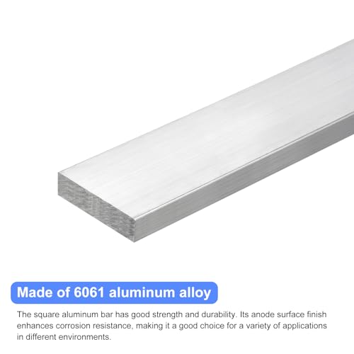 Image of uxcell Square Aluminum Flat Bar, 1 /2 inch Thick 2 inch Width 10 inch Length Square Aluminum Bar 6061 Aluminum Flat Plate, 12 x 50 x 254mm T6511 Solid New Mill Stock for Industrial Building