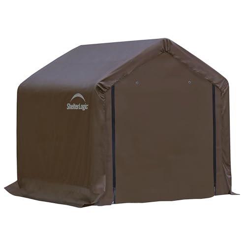 ShelterLogic 6 x 6 x 6 Agricultural 3-in-1 Run-in Loafing Shed Animal Shelter with Waterproof Cover Brown