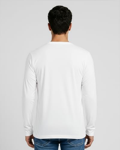 Image of Real Essentials 4 Pack: Men's Cotton Long Sleeve Crew Neck T-Shirt - Soft Work Casual Jersey Tees