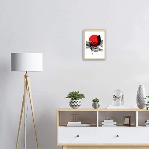 Tableau de ballerine cercle rouge decoration murale danse cadre bois 30x40cm