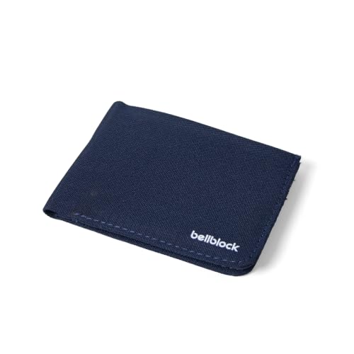 Image of Bellblock Slim Sleeve Canvas Wallet for Men /Women | Minimal Handcrafted Bifold Wallet | with Sim, Mobile Pin & Hidden Extra Card Slots | Navy Blue