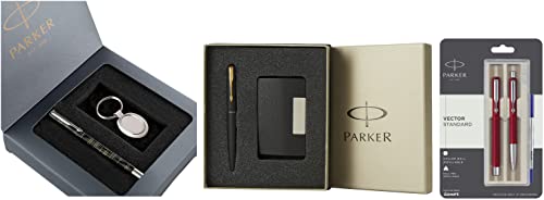 Image of Parker Vector Gift Set & Frontier Chrome Trim Fountain Pen & Parker Vector Standard Roller Ball Pen