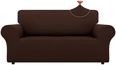 LURKA Stretch Sofa Covers - Spandex Non Slip Couch Sofa Slipcover, Soft with Elastic Bottom for Kids, ( 55'' - 79'', Medium, Chocolate )