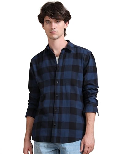 Image of StitchX Men's Slim Fit Brushed Cotton Buffalo Checkered Shirt