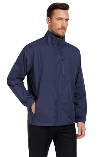 Mens Windbreaker Jackets Lightweight Packable Windproof for Casual Hiking Outdoor Navy4