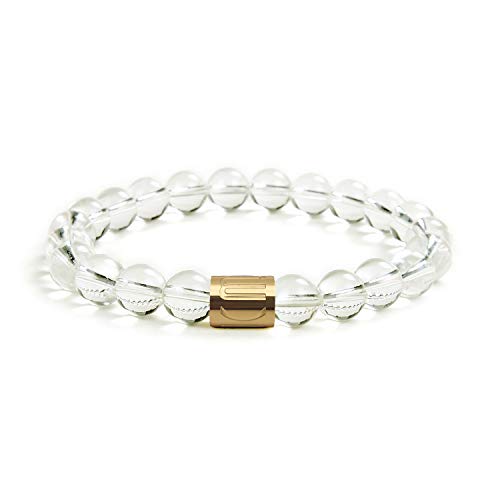 Morchic 8mm Genuine Gemstone Stretch Bracelet for Women Men Unisex, Natural Energy Crystal Stone Beads, Classic Simple Design Cuff Birthday Gift 7.5 Inch