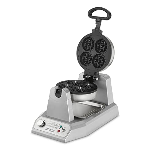 Image of Waring Mini Belgian Waffle Maker with Rotary Feature | Rotary Feature for Even Baking, 100 Mini Waffles an Hour, for Restaurants & Commercial Kitchens, NSF Certified