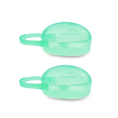 Image of AKOAK Pacifier Box, Travel Universal Pacifier Box with Handle, is Very Useful for Mothers - A Great BPA-Free Tool for Storing Pacifiers, Pack of 2 (Green)