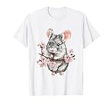Si tu aimes les chinchillas, ce motif esthétique de chinchilla avec fleurs et aquarelle est exactement ce qu'il te faut pour ta collection.