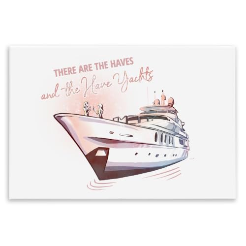 Yacht Humor Glam Typography, 13 x 19 Inch Mounted Print on Wall Plaque