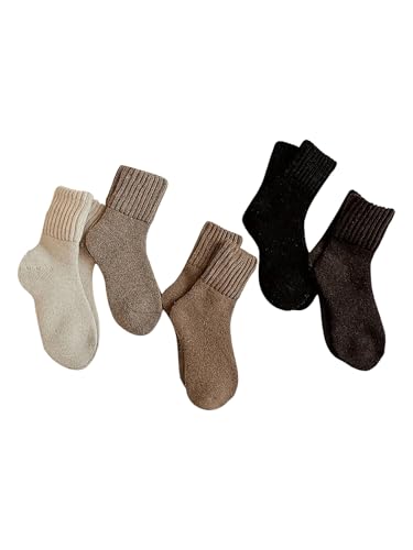 WDIRARA Women's 5 Pairs Crew Socks Warm Thick Knit Socks Soft Cozy Socks