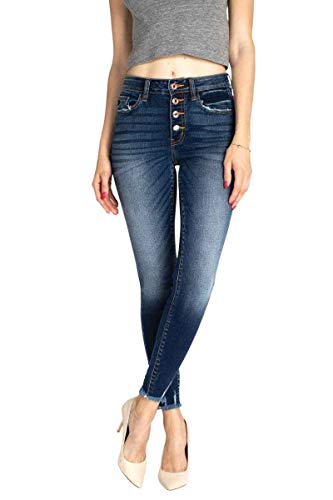 Kan Can Women's High Rise Distressed Super Skinny Jeans2