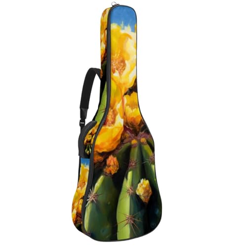 Housse de guitare 41 pouces à motif cactus jaune imperméable