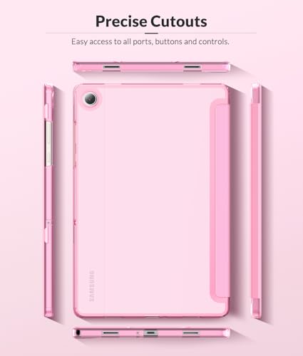 Image of MoKo Case for Samsung Galaxy Tab A11+ Plus 11 inch 2025, Flowers Pink | Fit Samsung Galaxy Tab A9+ Plus 2023 with Soft TPU Translucent Back Protective Cover Trifold Stand Case, Auto Wake /Sleep