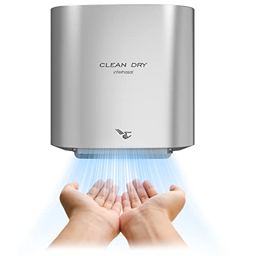 interhasa! Commercial Hand Dryer Automatic High Speed Electric Hand Dryer for Bathroom Home Residential Industrial 110V(ABS Plastic,Silver)