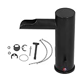 Automatischer Sensor, G1/2 Zoll (DN15) Berührungsloser Waschbeckenhahn, Kanalauslauf, Automatisch Intelligente Integrierte Heiß und Kaltinduktion für Hotels, Badezimmer, Toiletten (Schwarz)