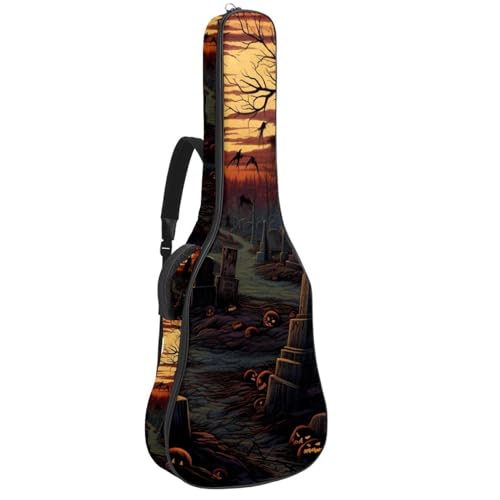 Sac de transport pour guitare acoustique 104 cm à motif cimetière d'Halloween